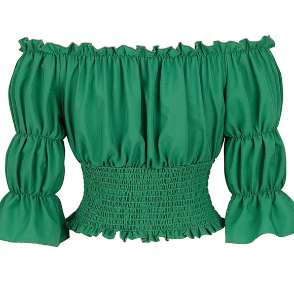 Green Off-Shoulder Smocked Top - Picture 5 of 7